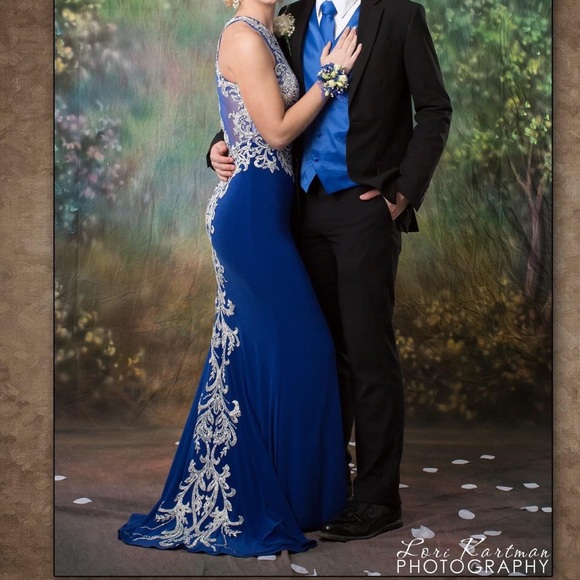 Blue/Silver Prom Dress/Evening Gown - Picture 1 of 2
